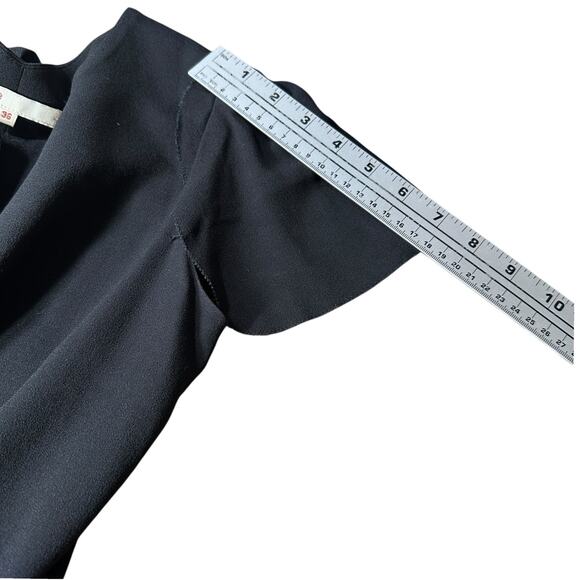 Maje Mini Dress Womens 36 Black Cap Sleeves Round Neck Casual Front Twist Detail - Picture 8 of 9